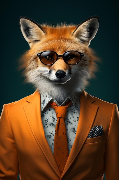 Fox in Business Attire in Clean Background