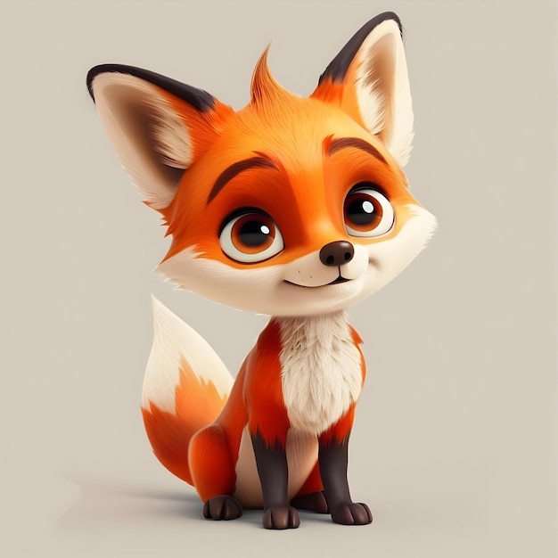 Fox Cartoon Animal Character Icon Vector Cute Comic Style 3D Animal Illustration