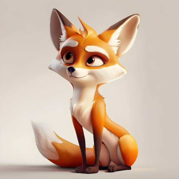 Fox Cartoon Animal Character Icon Vector Cute Comic Style 3D Animal Illustration