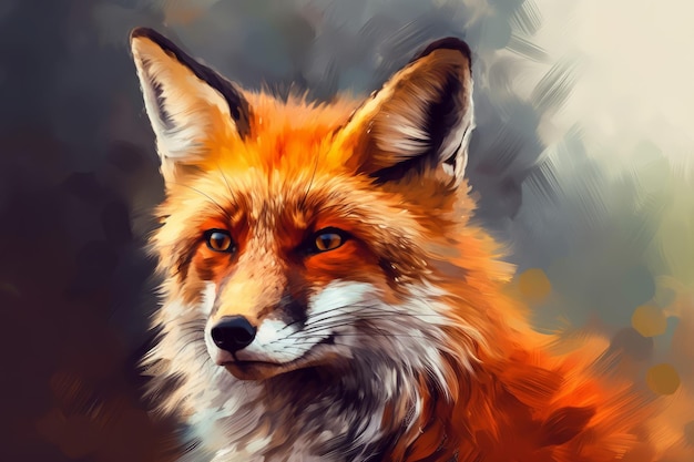 Fox closeup digital art Generate Ai