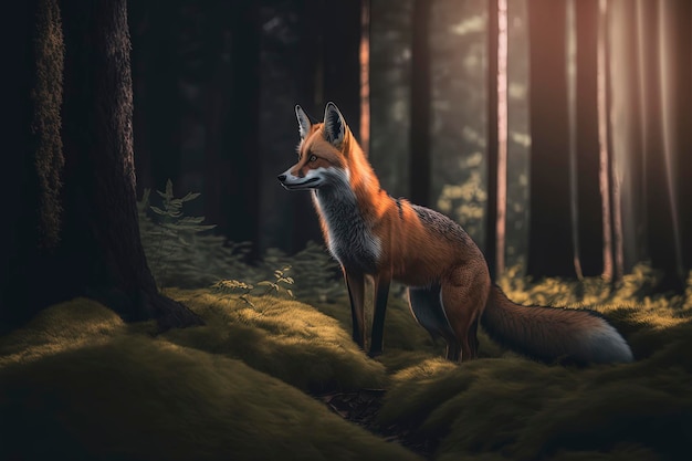 Fox in the forest photography of a fox in a Forest Wildlife photography AIGenerated