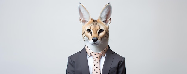 Photo a fox head with a suit and tie on it