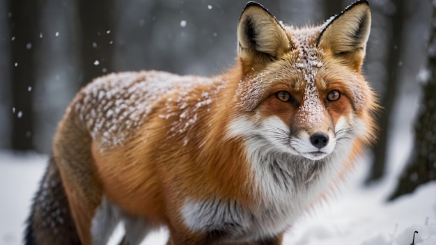 Fox Hunting in a Snowy Forest with a Snowy Coat