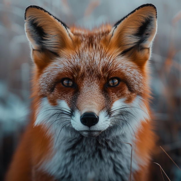 Photo a fox is laying in the grass with flowers