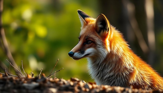 Photo a fox is looking at the camera with a blurry background