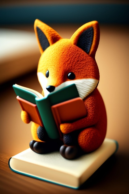 A fox is sitting on a book