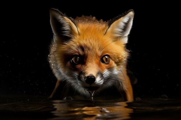 Fox is sitting the water Beautiful illustration picture Generative AI