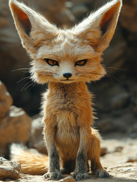 Photo a fox is standing in the sun and has a yellow eye