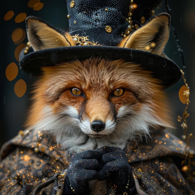 Fox in a magicians cape magic sho