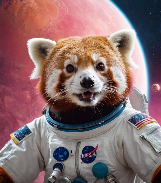 Photo a fox mascot with a space suit on it