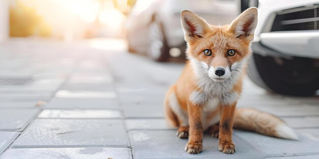 Fox Sitting on the Floor in a Contemporary Kitchen Concept Fox Animals Sitting Contemporary Kitchen Interior Design