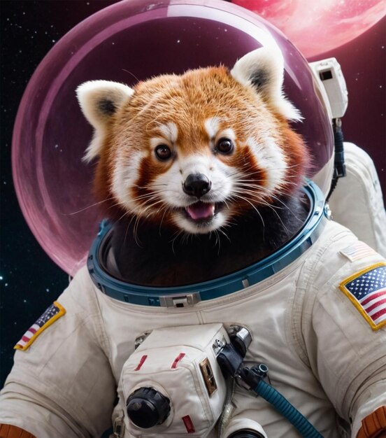 a fox wearing a space suit with the name fox on it