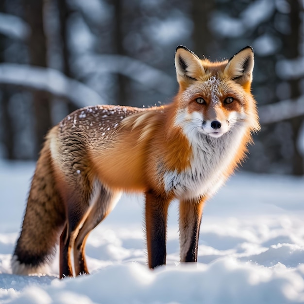 Fox in the winter forest