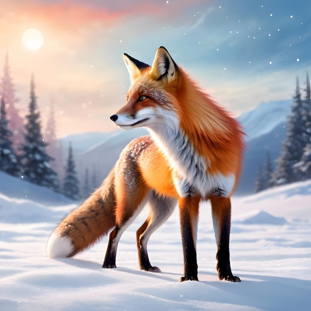 Fox in the winter forest