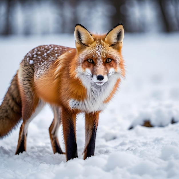 Fox in the winter forest