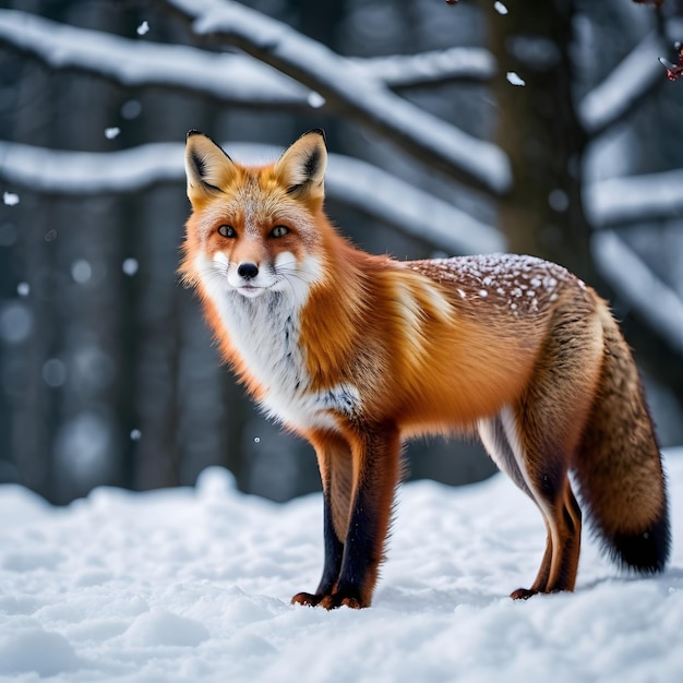 Fox in the winter forest