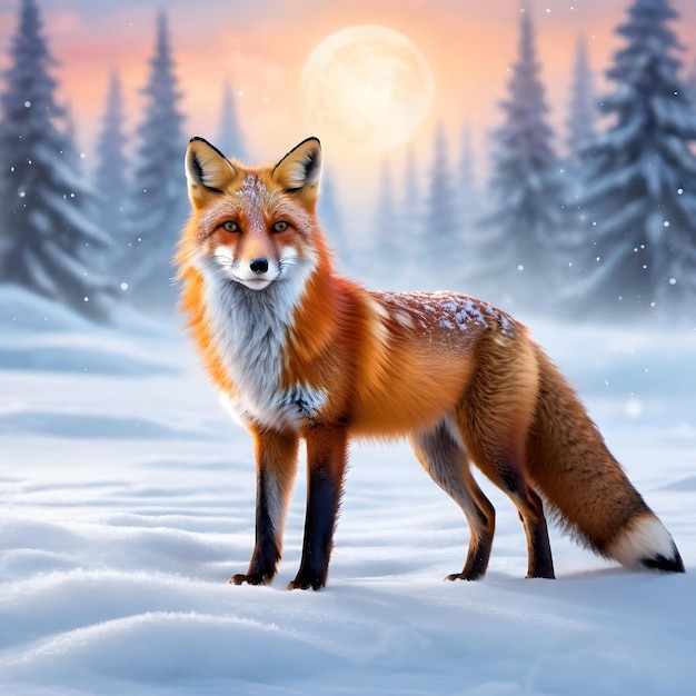 Fox in the winter forest