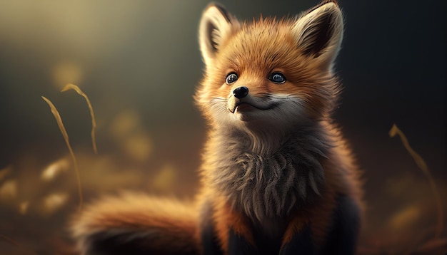 A fox with a blue eye and a red fur.