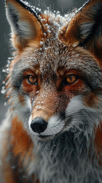 a fox with a brown face and the words  fox  on the right