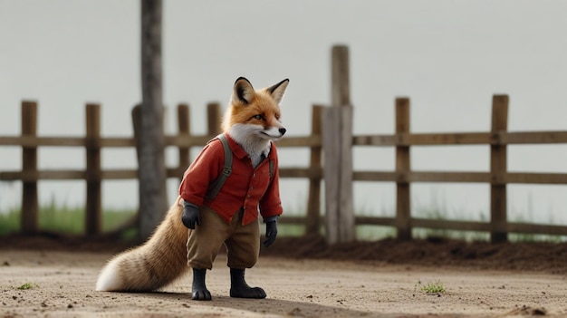 a fox with a coat that says fox on it