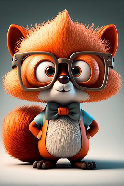 Fox with glasses and a bow tie