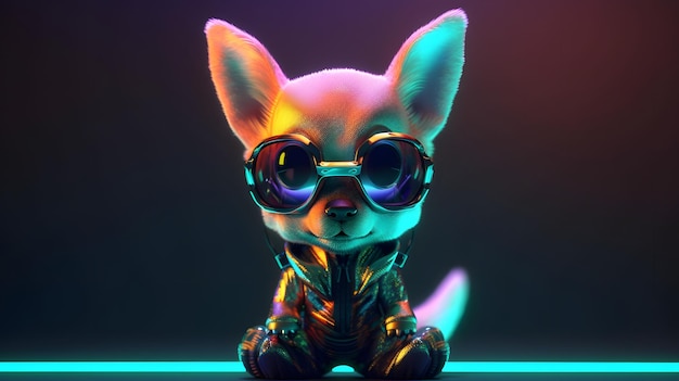 A fox with glasses and a costume on