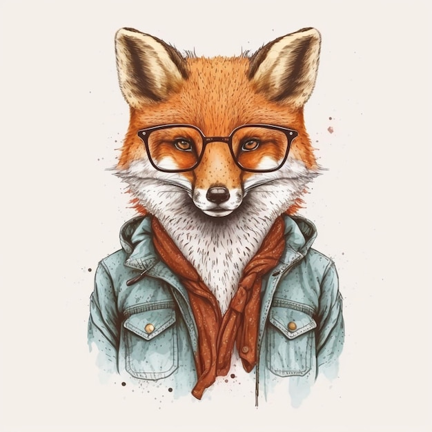 A fox with glasses and a jacket.