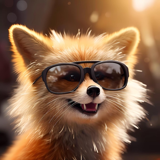 a fox with sunglasses and a smile on his face