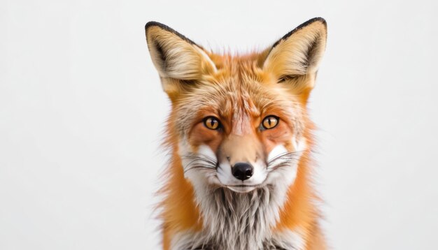 Photo a fox with a white background that has a brown spot on its face