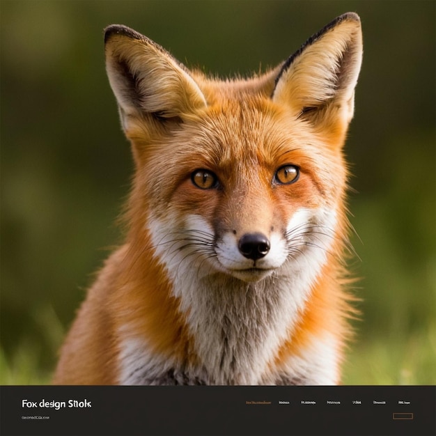 Photo a fox with a white nose and brown eyes sits in the grass