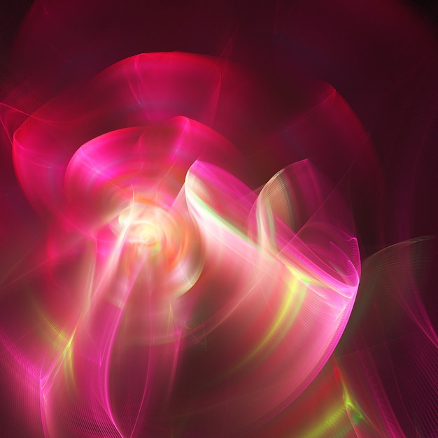 Fractal colored abstract  round curves and lines on black background