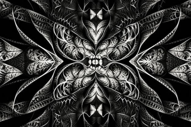 Fractal patterns and geometry on a black and white canvas