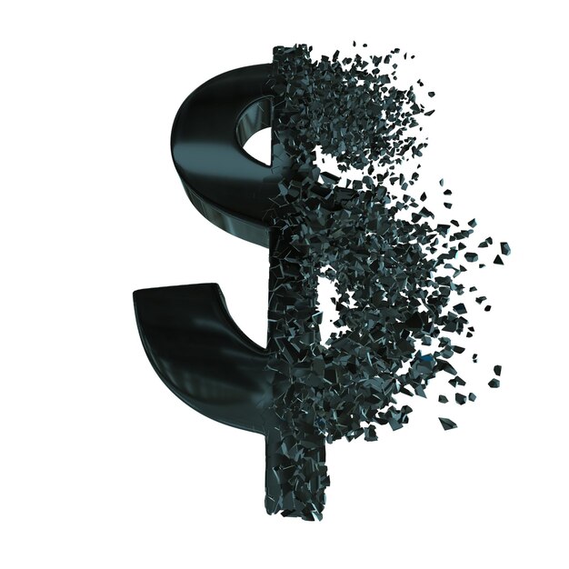 Photo fractured dollar sign 3d