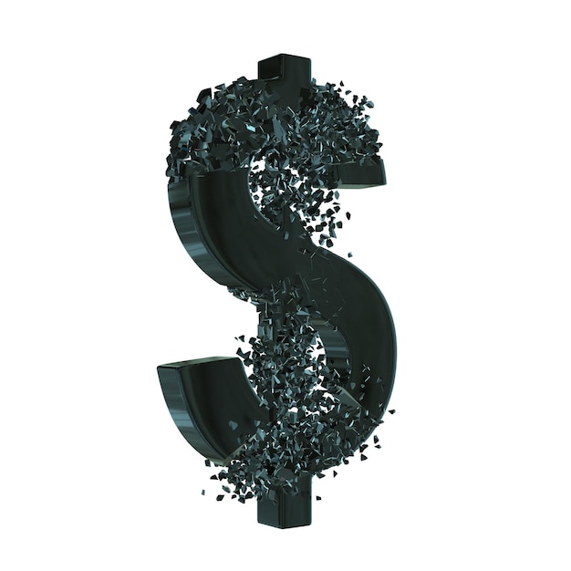 Photo fractured dollar sign 3d