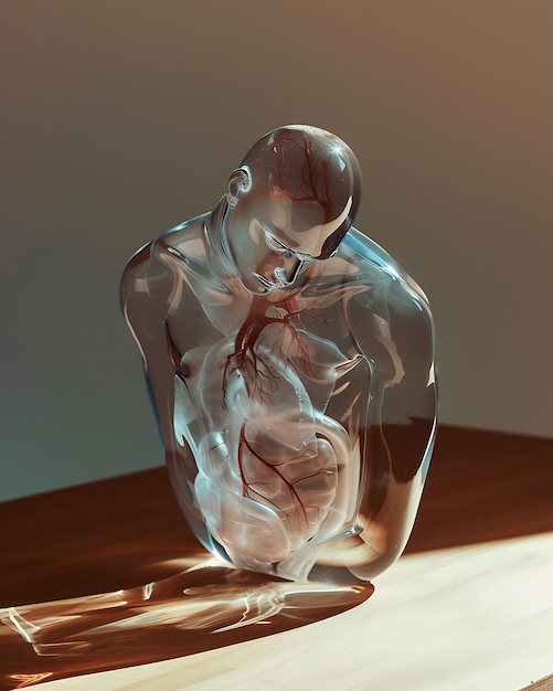 Photo fragile glass human body sculpture editorial photo