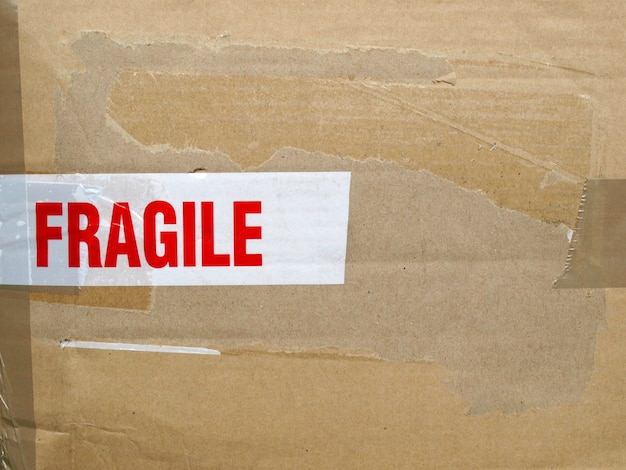 Fragile label isolated over white