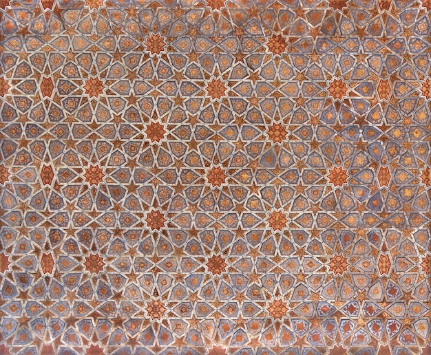 Fragment of the ceiling with geometric patterns in the Chehel Sotun palace in Isfahan.