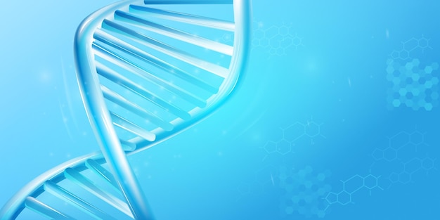 Fragment of double helix dna in light blue colors