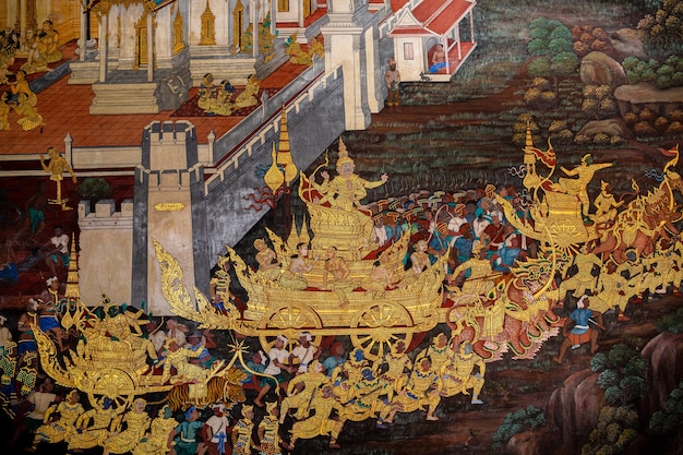 Fragment of a fresco with scene from the Ramakien at Wat Phra Kaew