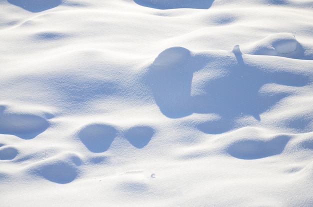 Fragment of the road, covered with a thick layer of snow. The texture of the glistening snow cover