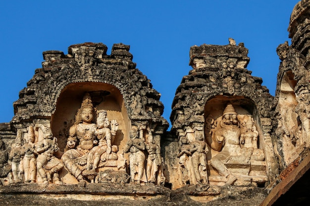 Fragment of the wall of the temple Virupaksha. Hampi. India