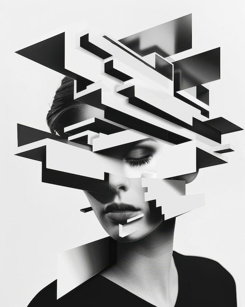 Fragmented Realities Surreal Monochrome Pop Art Portraits