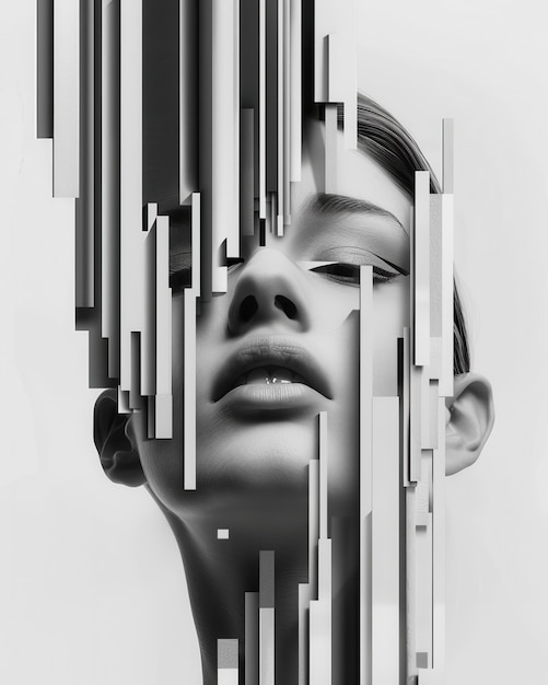 Fragmented Realities Surreal Monochrome Pop Art Portraits