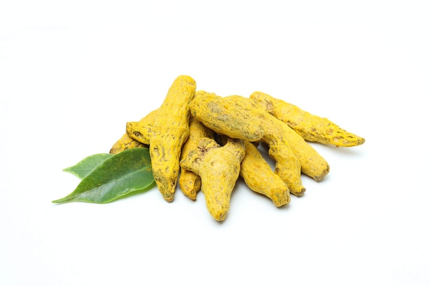 Fragrant seasoning turmeric isolated on white background