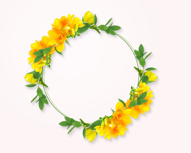 Frame banner design using spring flowers plants