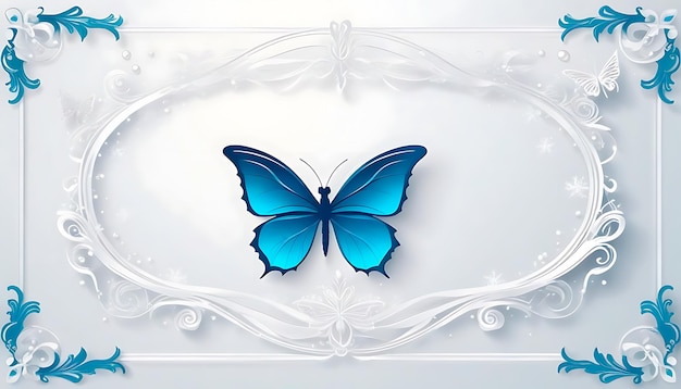 Photo frame border with blue butterfly