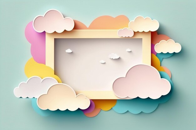 A frame on a colorful background with clouds and the words " cloud " on it.