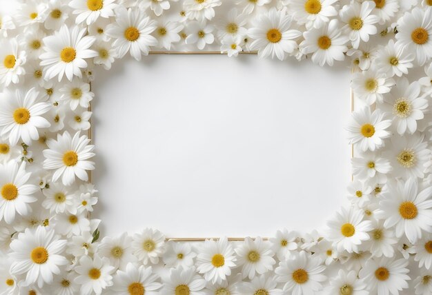 Photo a frame of daisies with a gold frame