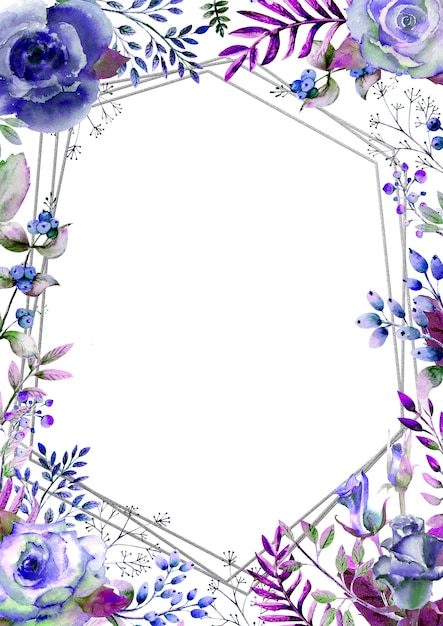 Frame decorated with flowers and leaves