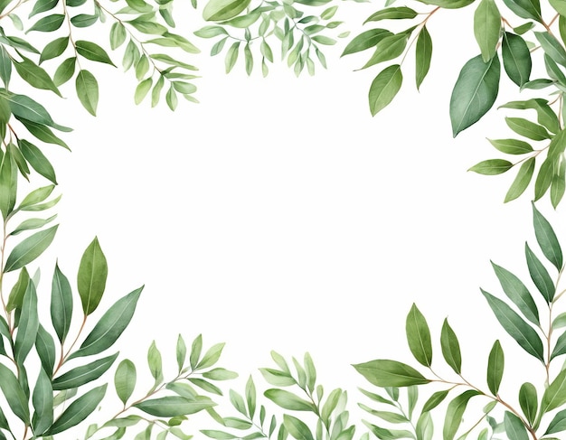 Frame of eucalyptus branches green leaves on a white background Concept for cards greeting cards